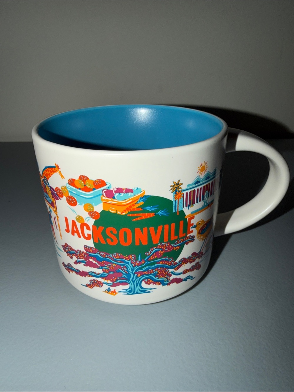 Starbucks 2025 Jacksonville City Mug with Blue Interior and Multicolor Design